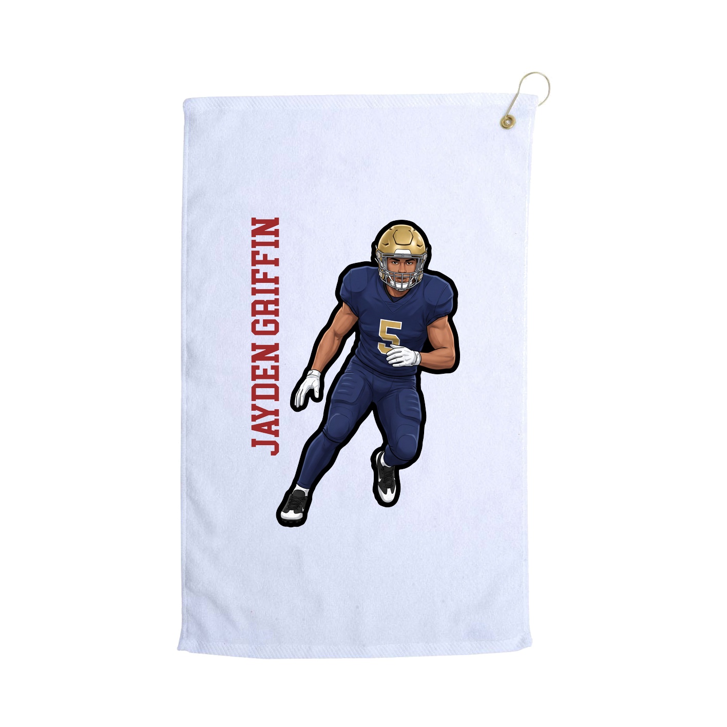 Golf Towel — Name Vertical in White