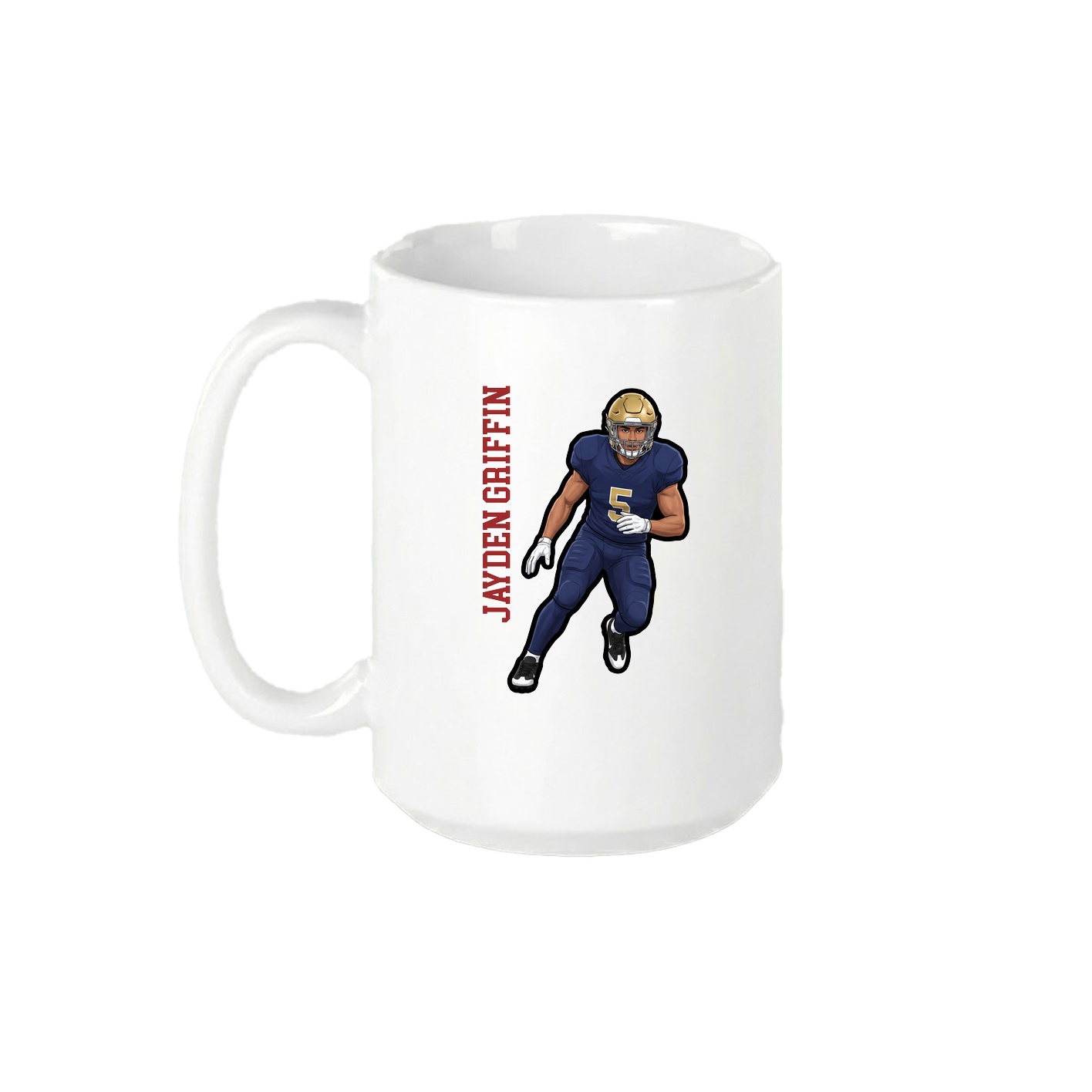 15oz Coffee Mug — Name Vertical in White