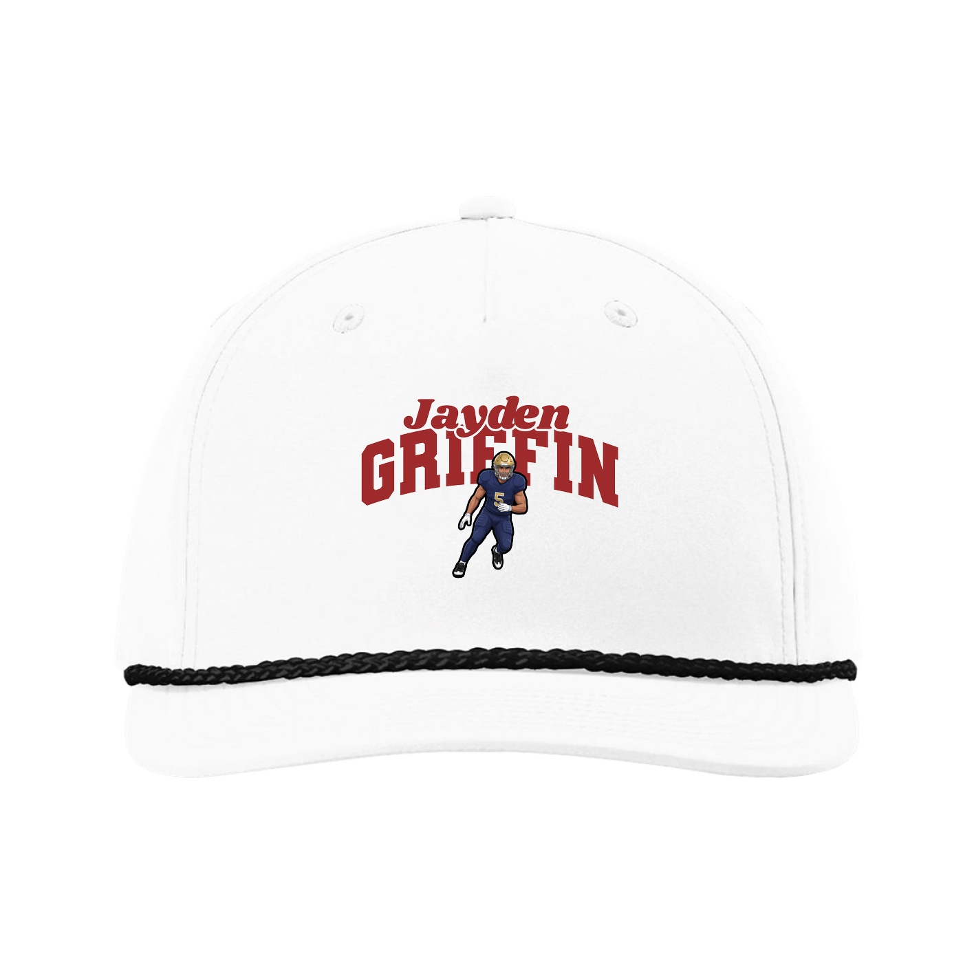 Five-Panel Classic Rope Cap — Signature Arch in White