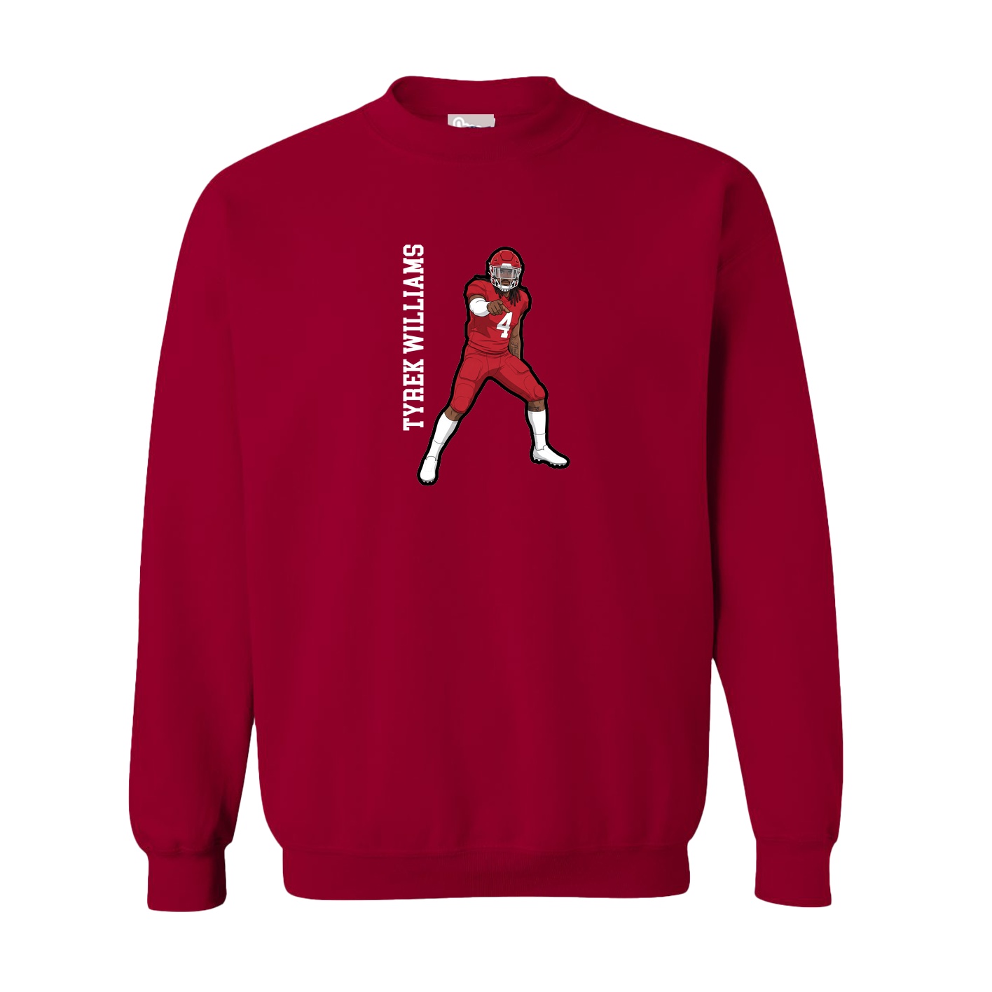 Fleece Crew — Name Vertical in Cardinal