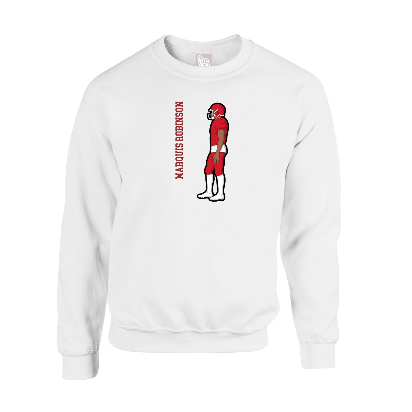 Fleece Crew — Name Vertical in White
