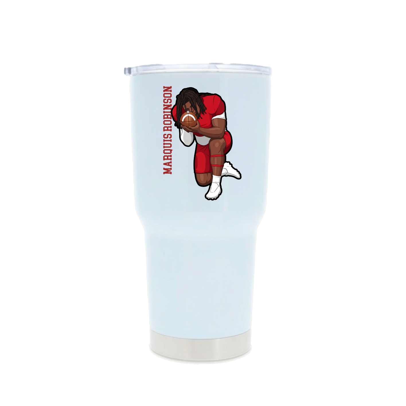 30oz Stainless Steel Tumbler — Name Vertical in White
