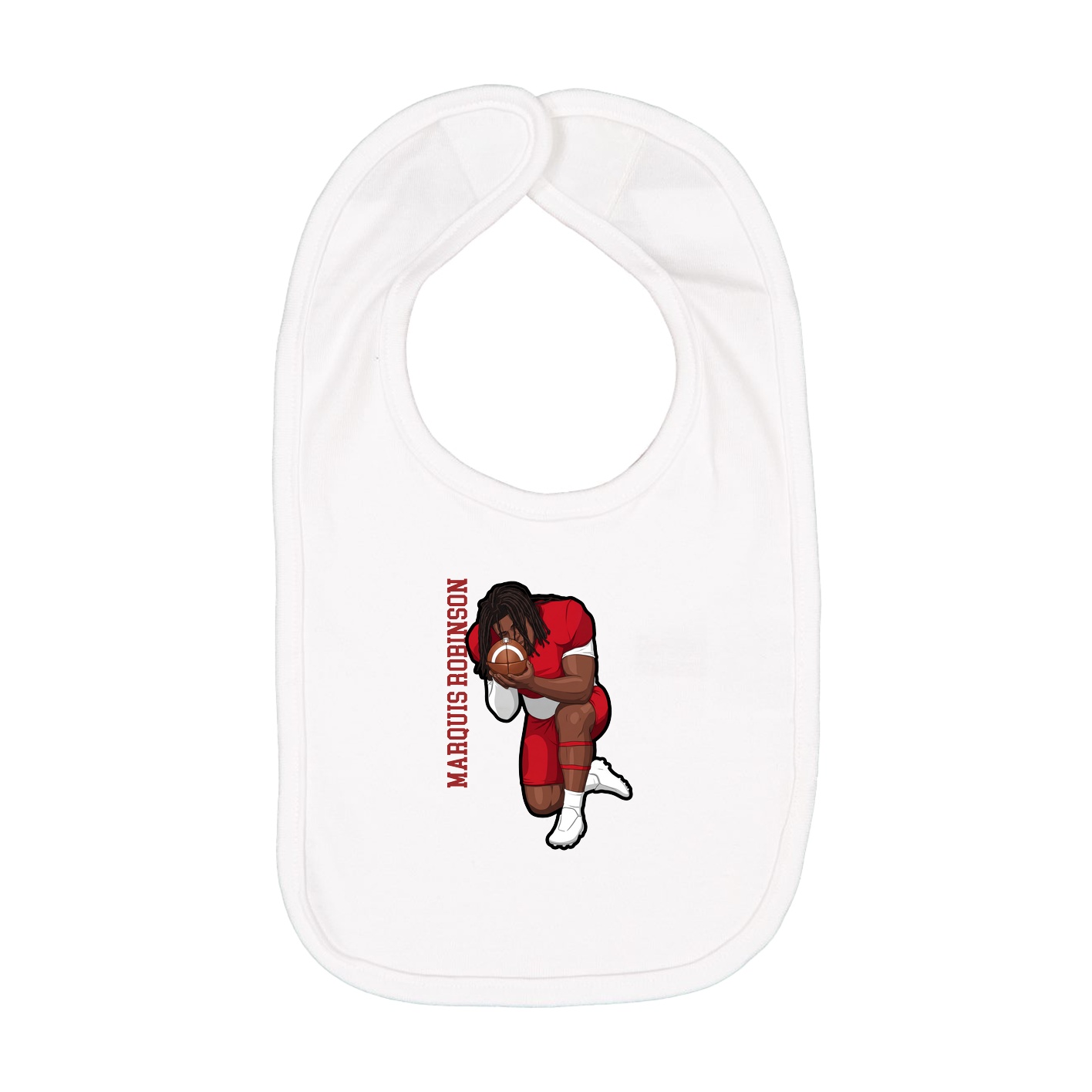 Infant Bib — Name Vertical in White
