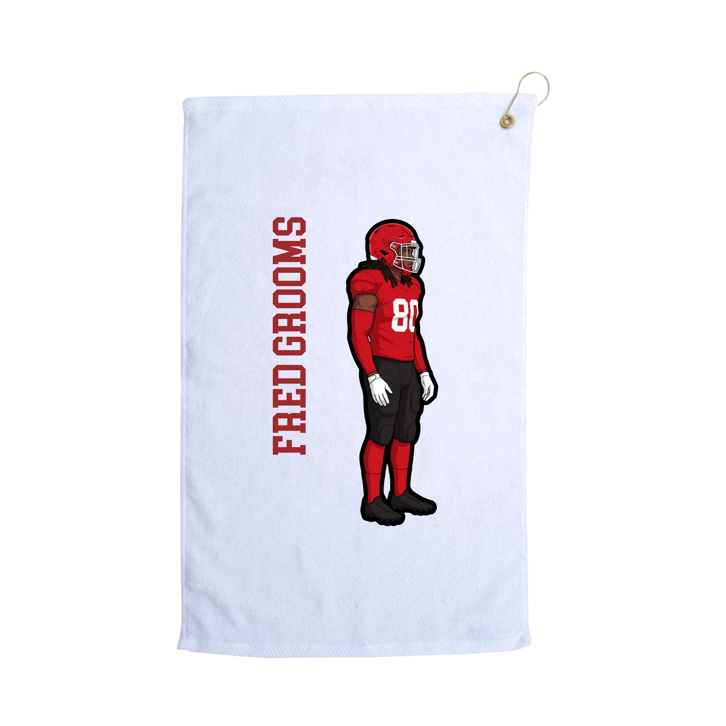 Golf Towel — Name Vertical in White