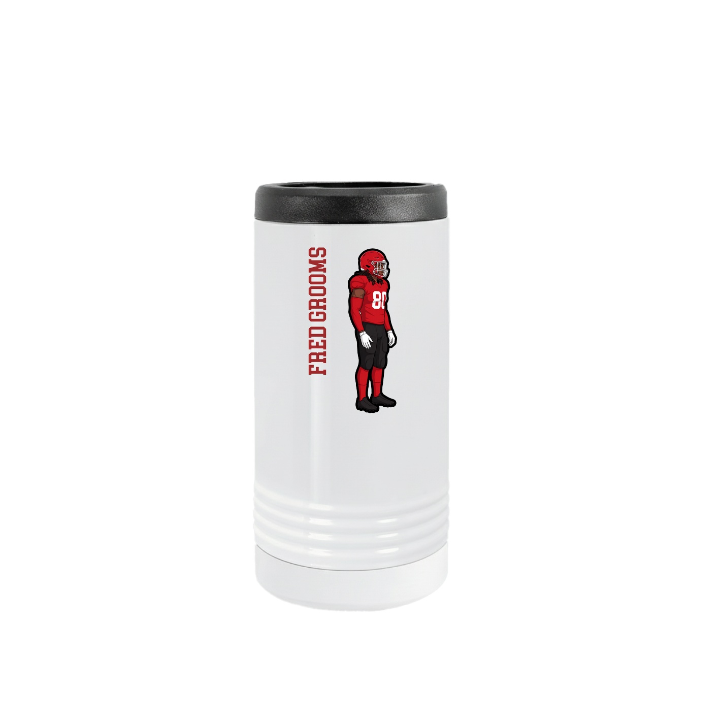 Slim Beverage Holder — Name Vertical in White