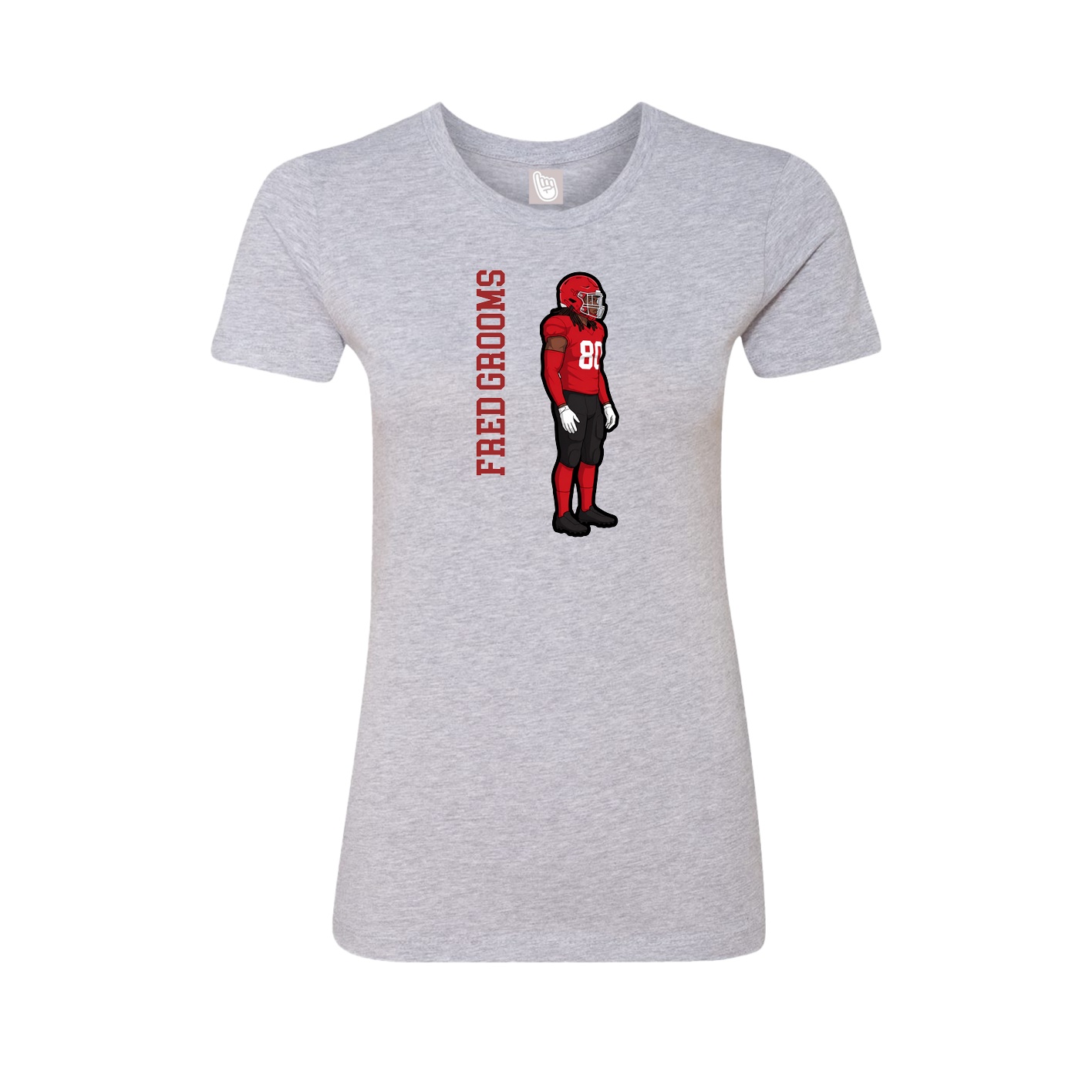 Fitted Women's Tee — Name Vertical in Grey