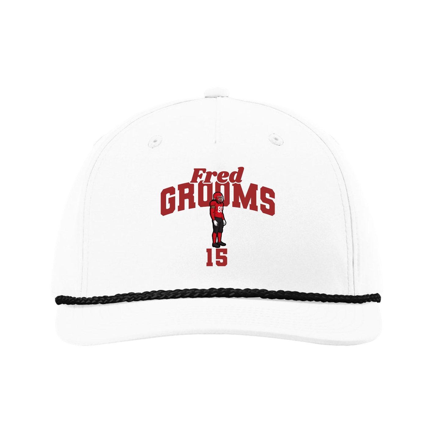 Five-Panel Classic Rope Cap — Signature Arch in White
