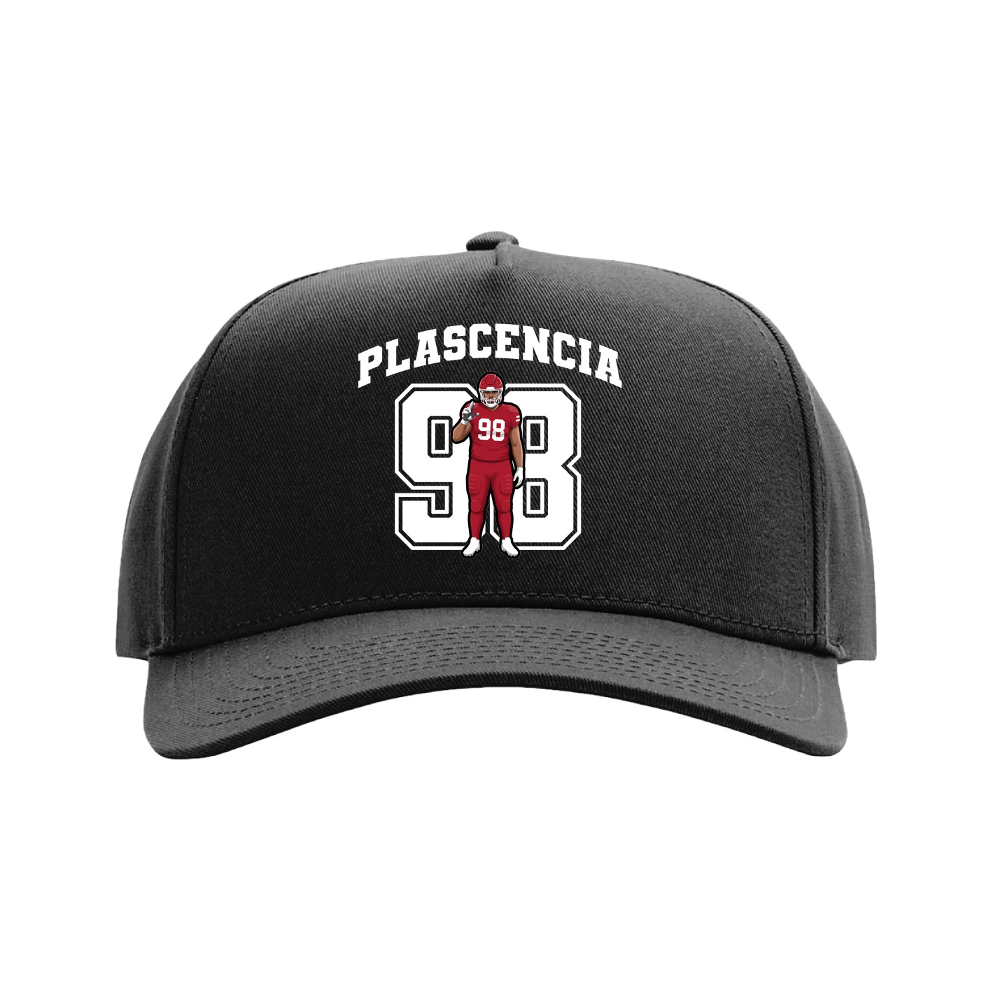 Full Fabric Five-Panel Champ Cap — Number in Black