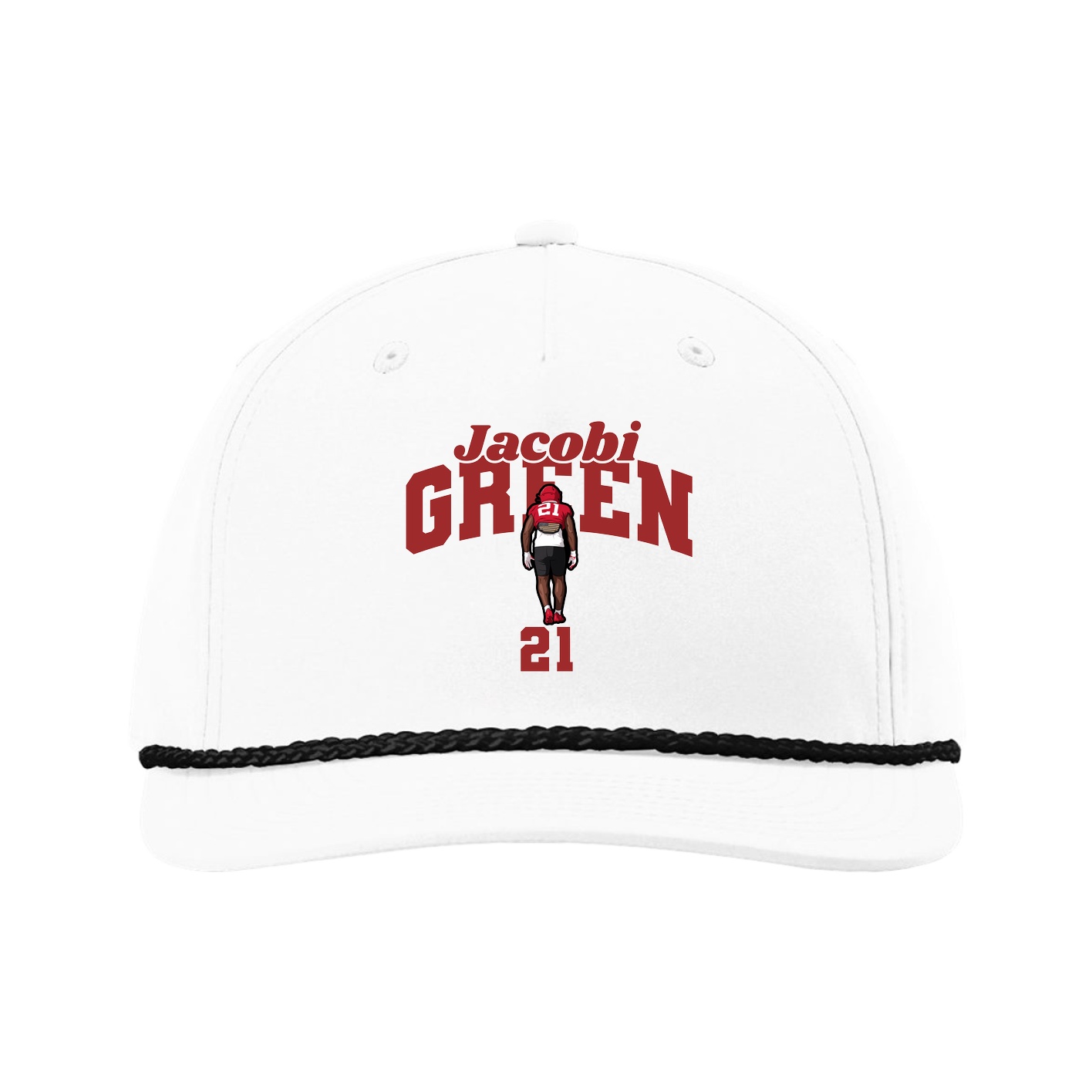Five-Panel Classic Rope Cap — Signature Arch in White