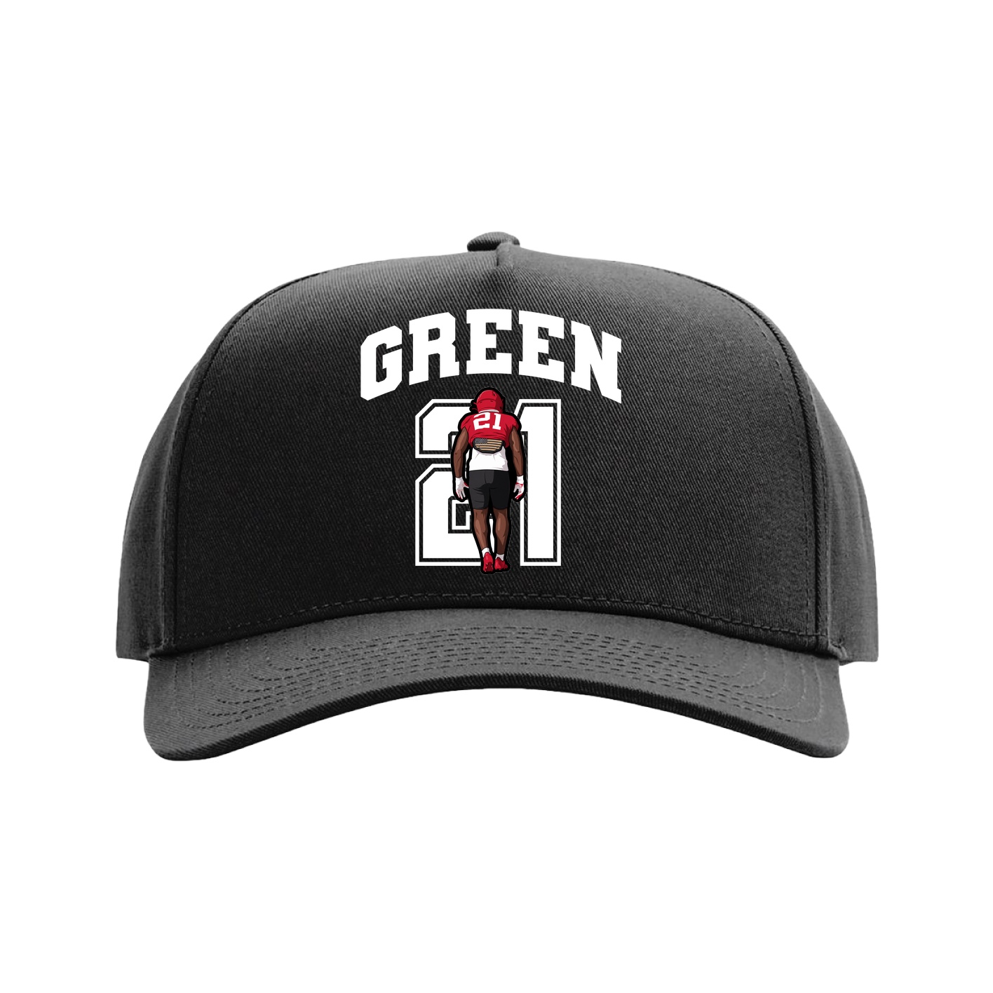 Full Fabric Five-Panel Champ Cap — Number in Black