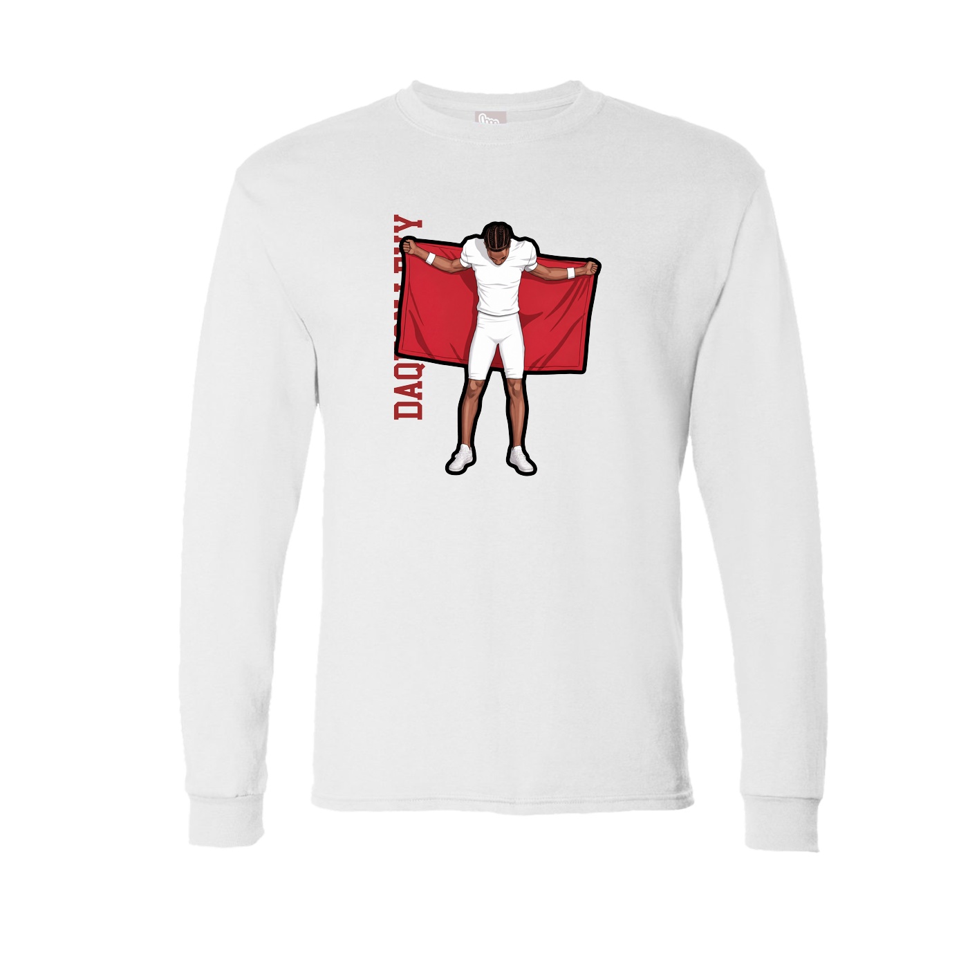 Long Sleeve Tee — Name Vertical in White