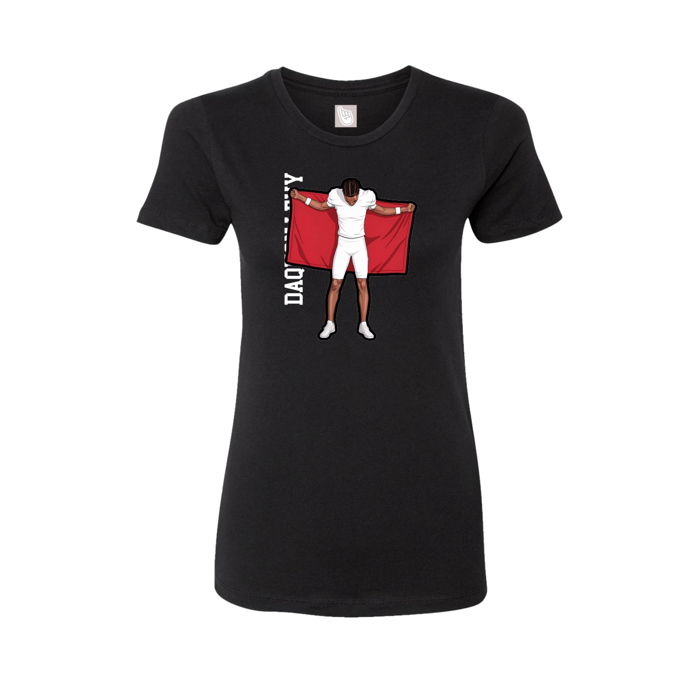Fitted Women's Tee — Name Vertical in Black