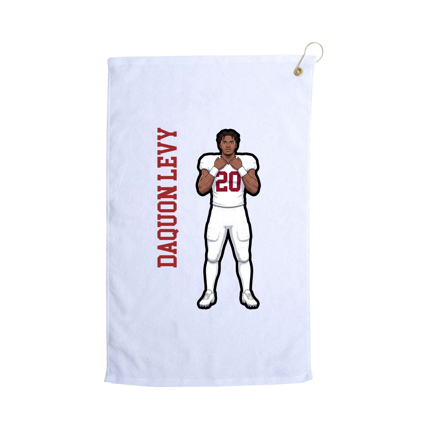 Golf Towel — Name Vertical in White