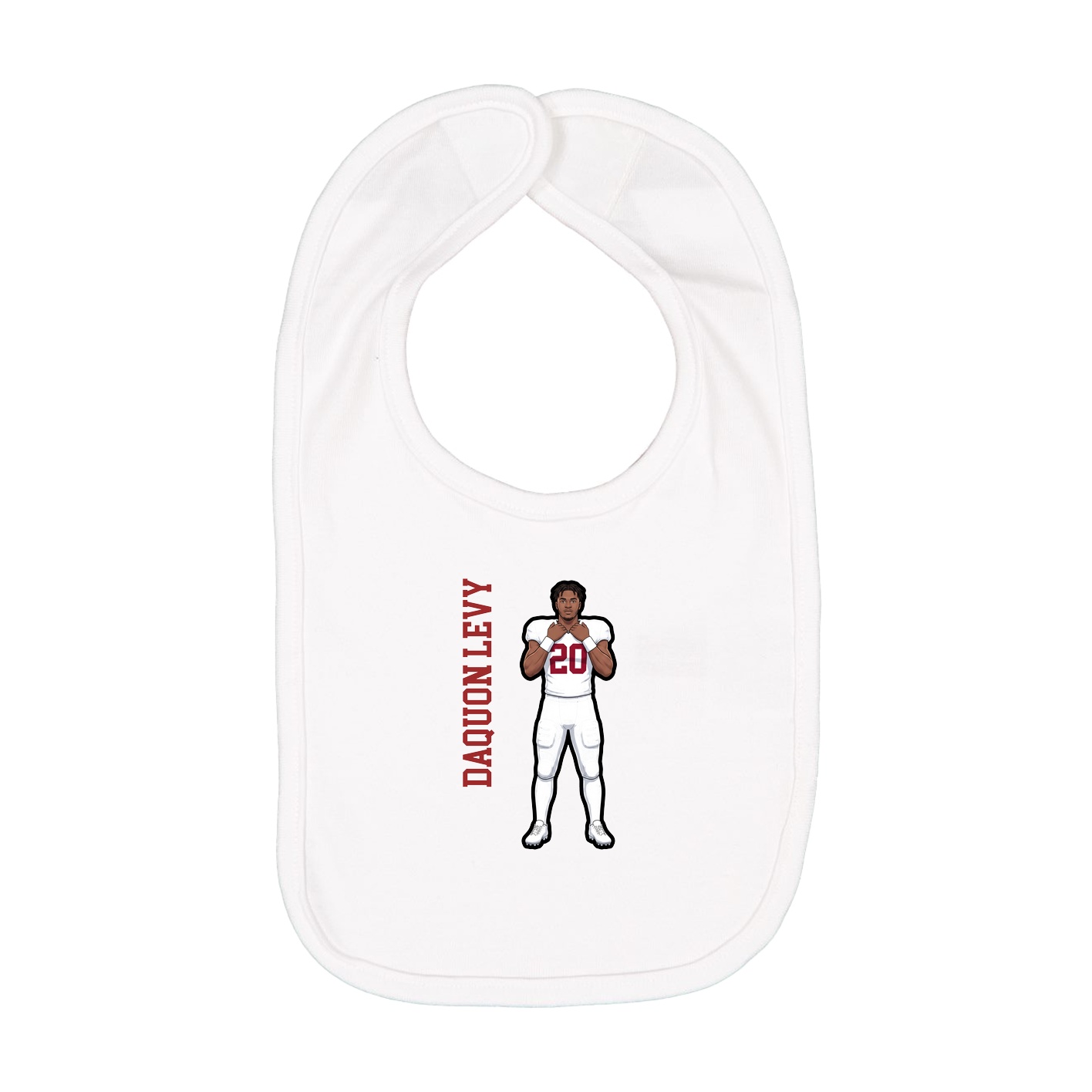 Infant Bib — Name Vertical in White