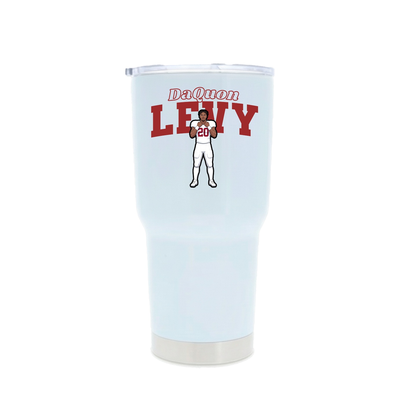 30oz Stainless Steel Tumbler — Name Arch in White