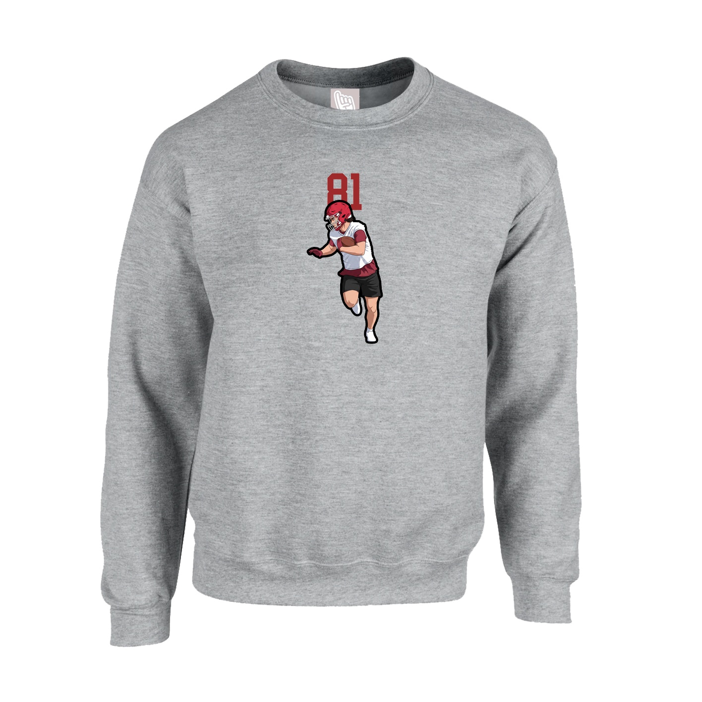 Fleece Crew — Number Top in Grey