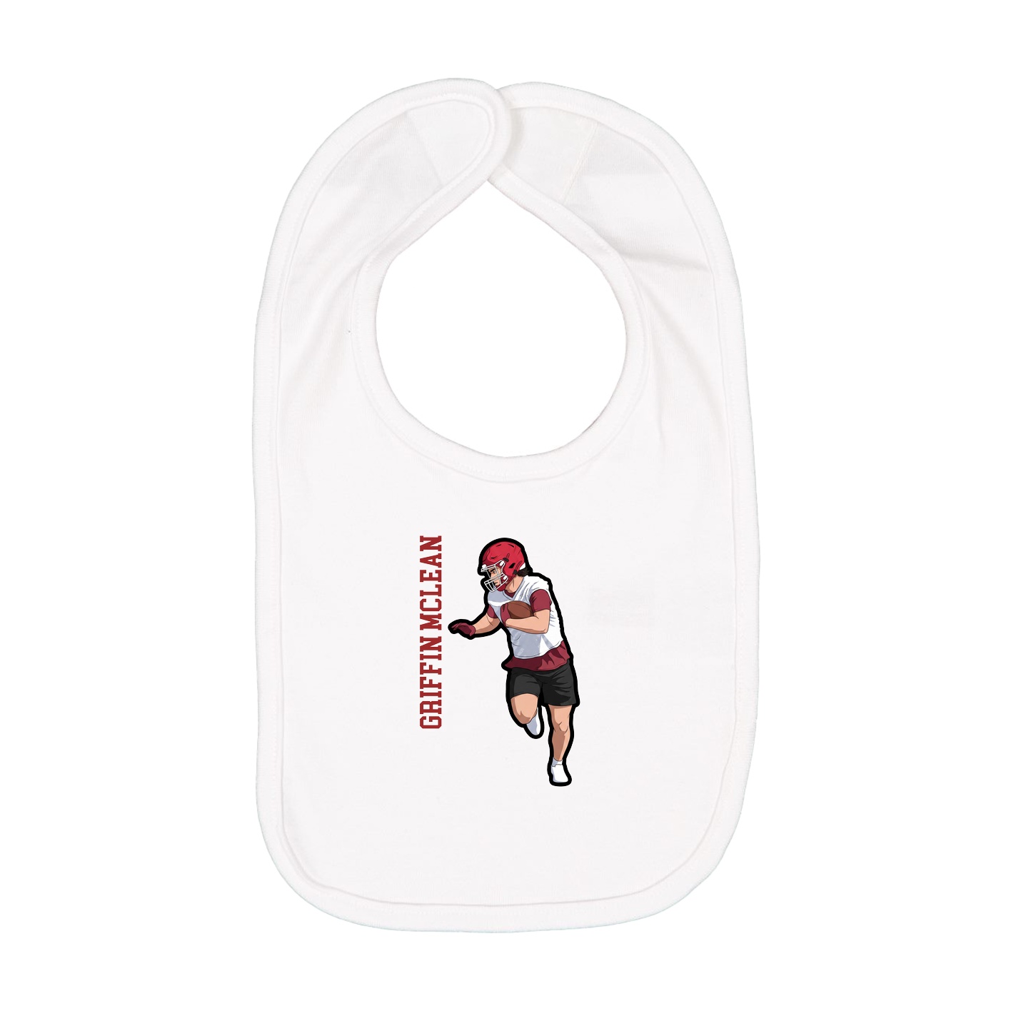Infant Bib — Name Vertical in White