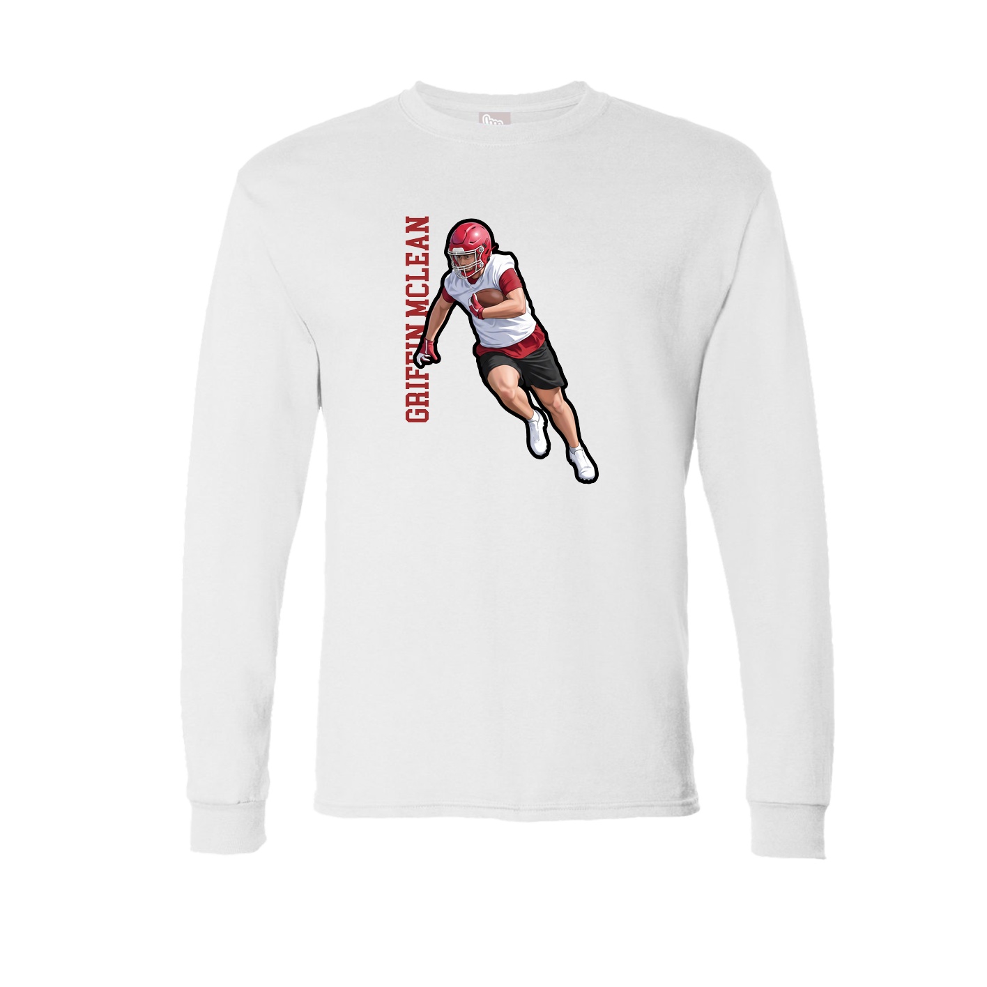 Long Sleeve Tee — Name Vertical in White