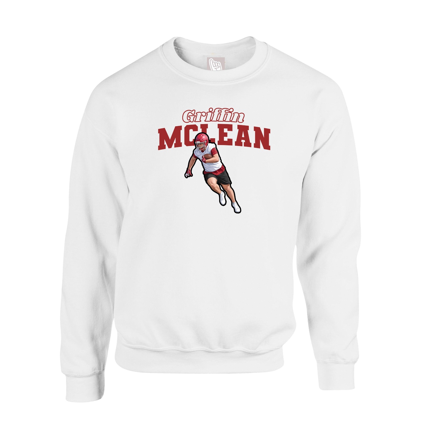 Fleece Crew — Name Arch in White