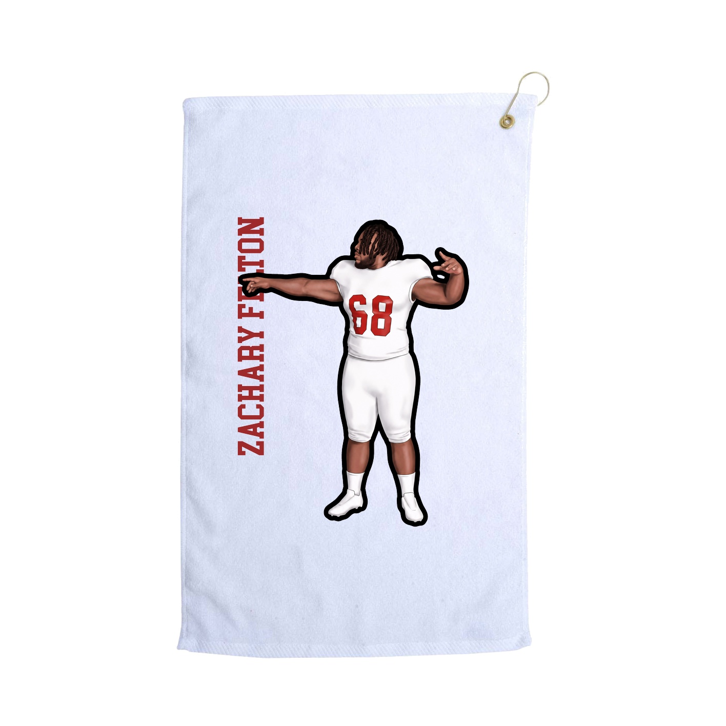 Golf Towel — Name Vertical in White