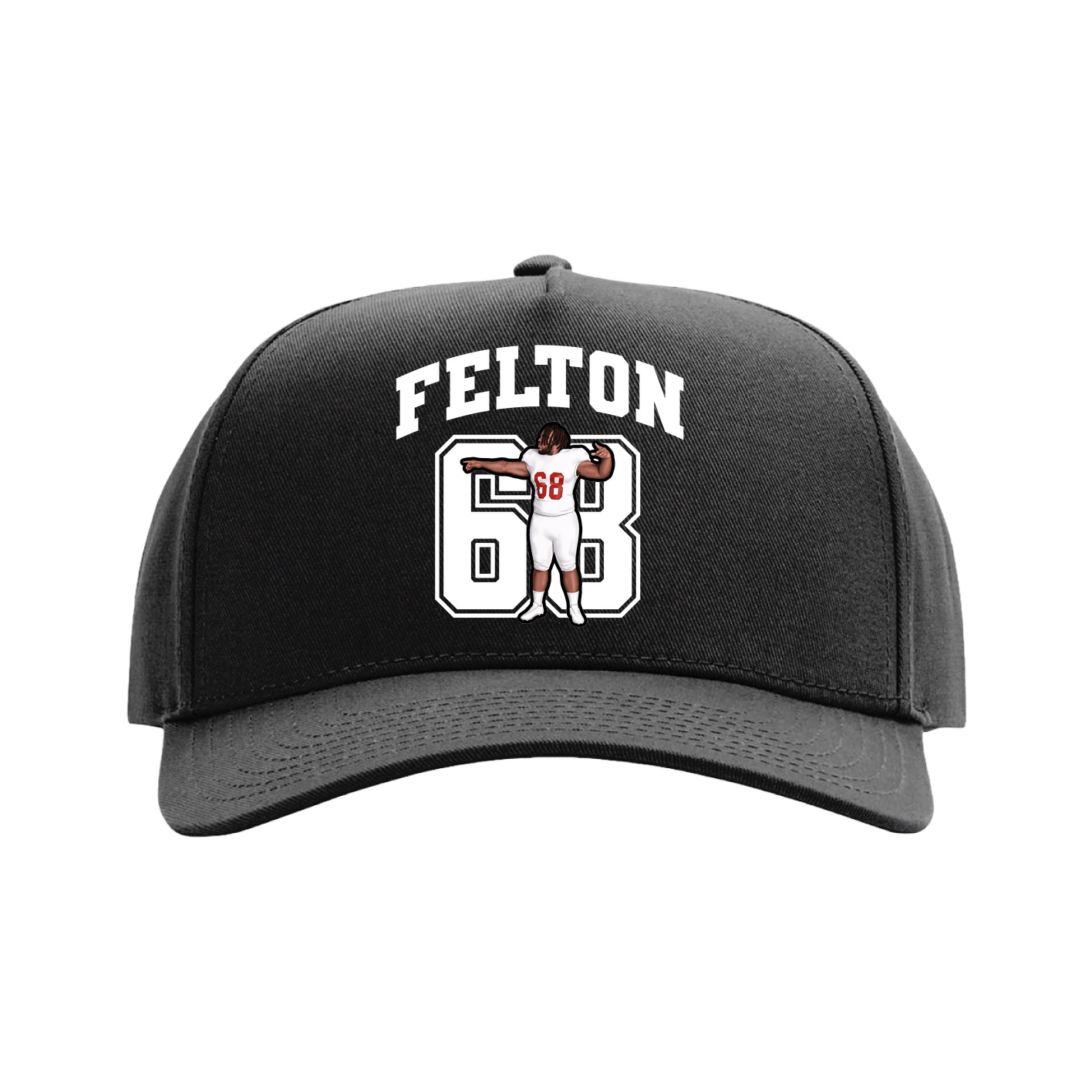 Full Fabric Five-Panel Champ Cap — Number in Black