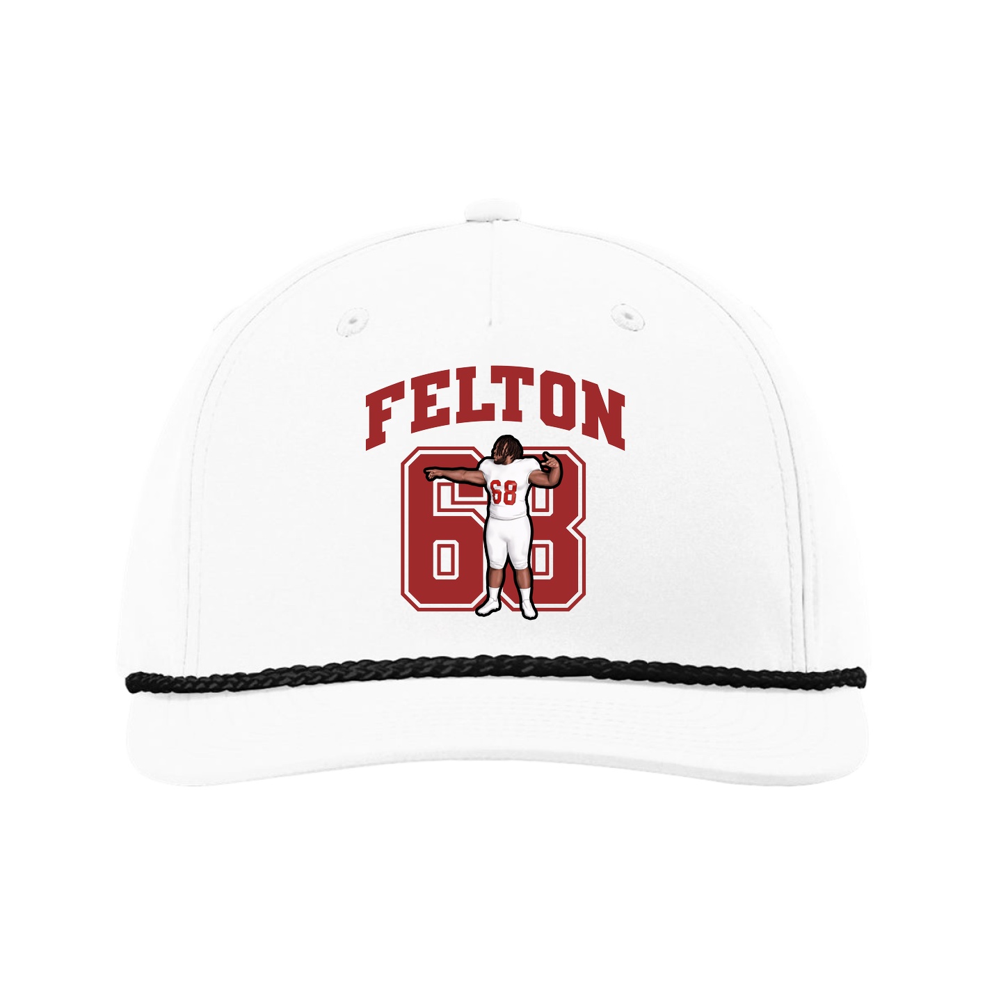 Five-Panel Classic Rope Cap — Number in White