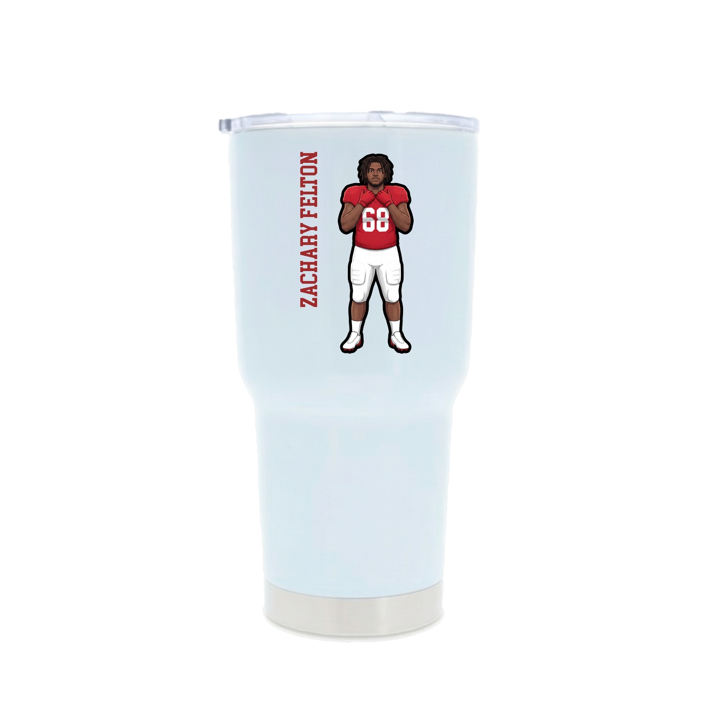30oz Stainless Steel Tumbler — Name Vertical in White