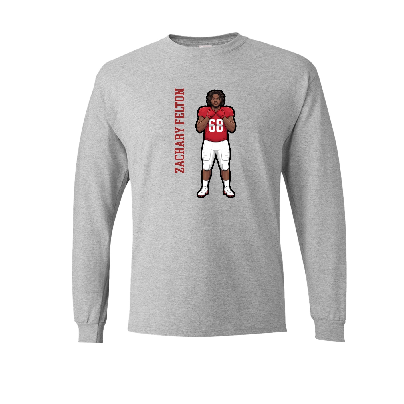 Long Sleeve Tee — Name Vertical in Grey