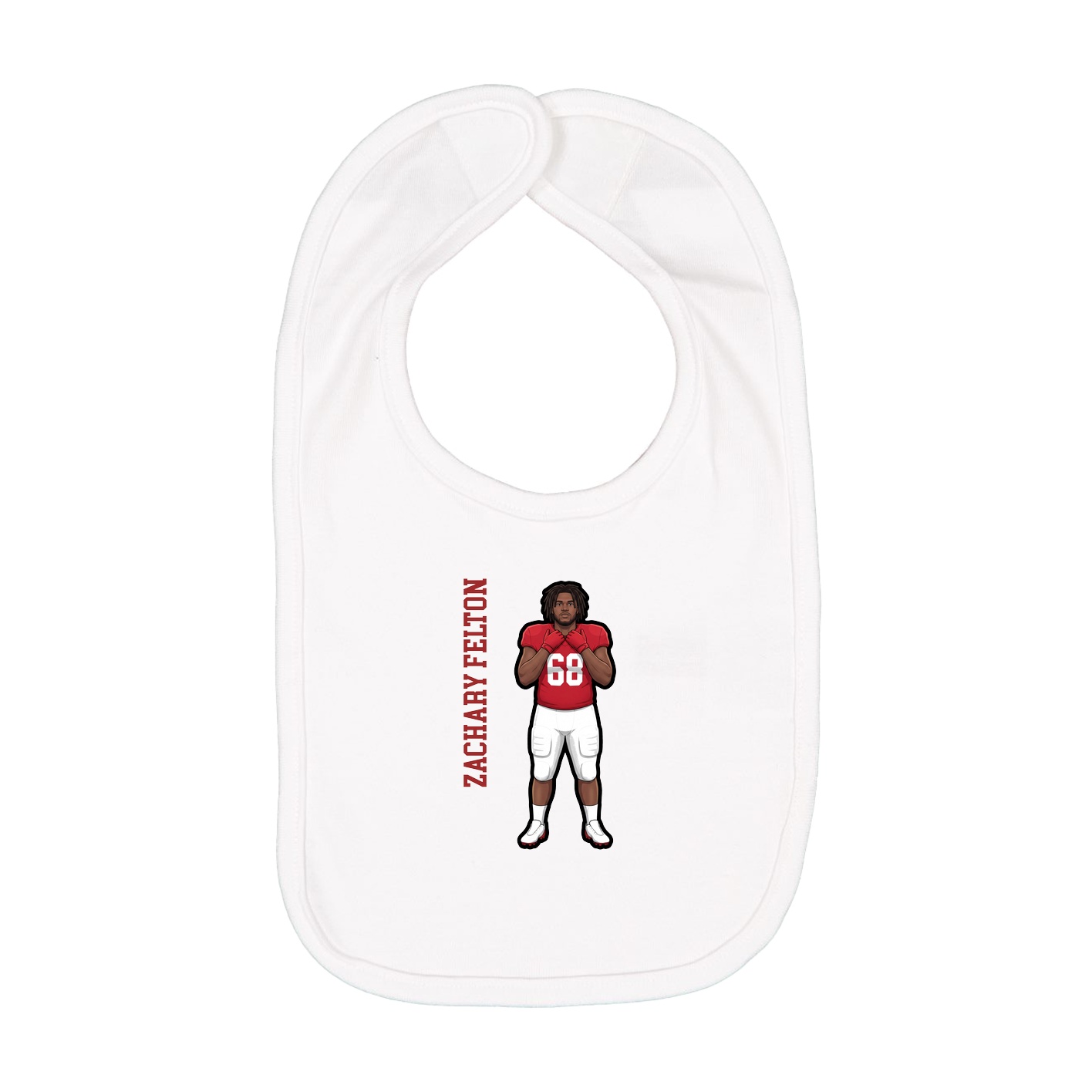 Infant Bib — Name Vertical in White