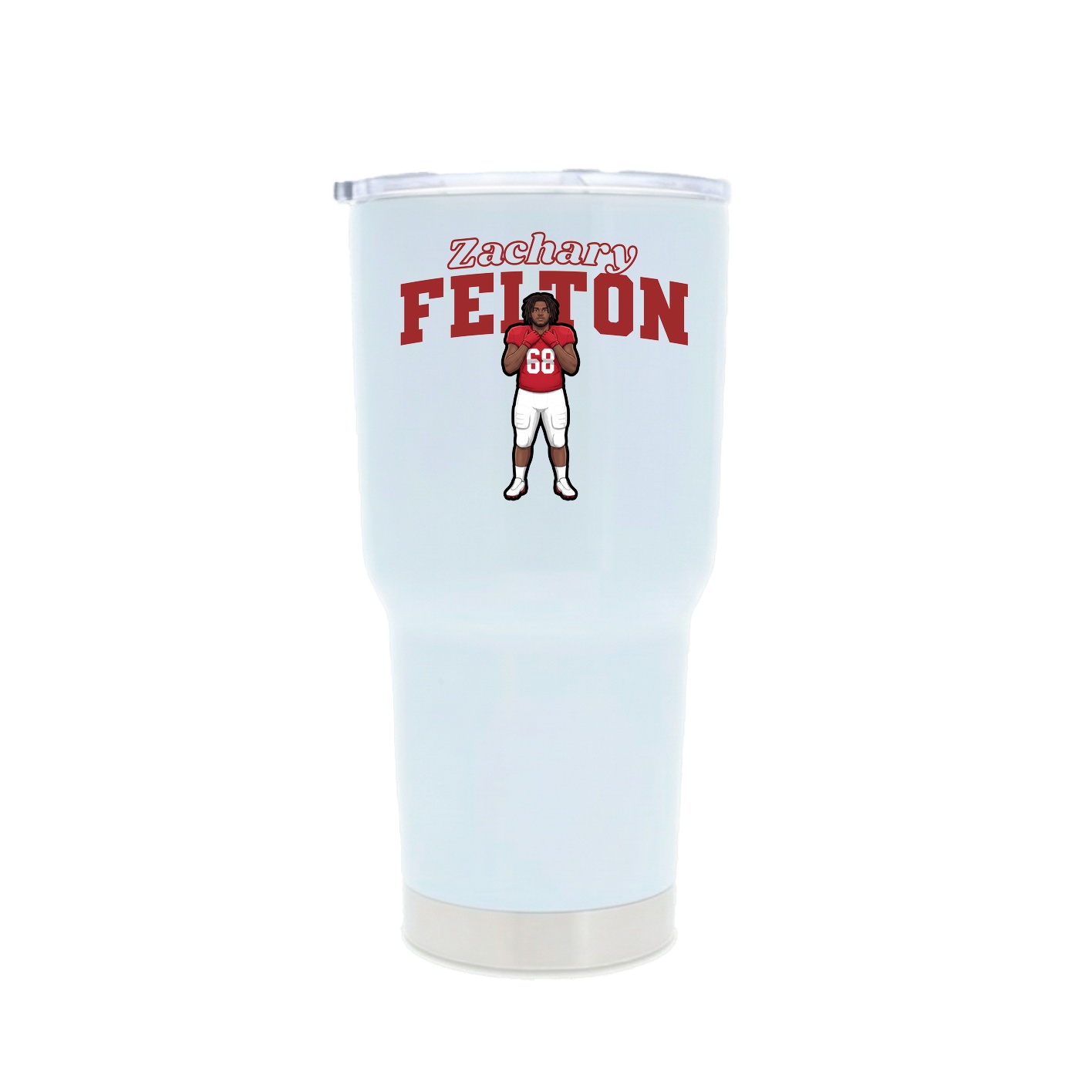 30oz Stainless Steel Tumbler — Name Arch in White
