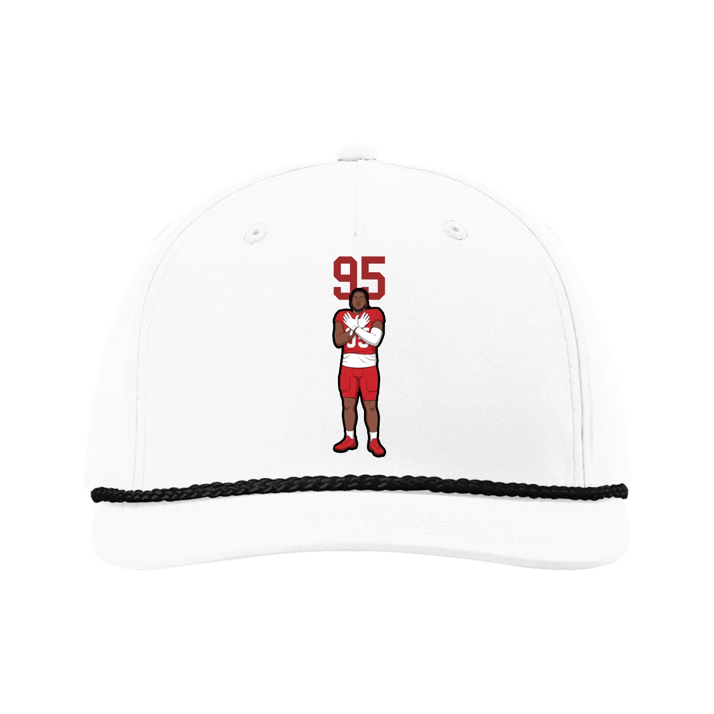 Five-Panel Classic Rope Cap — Number Top in White