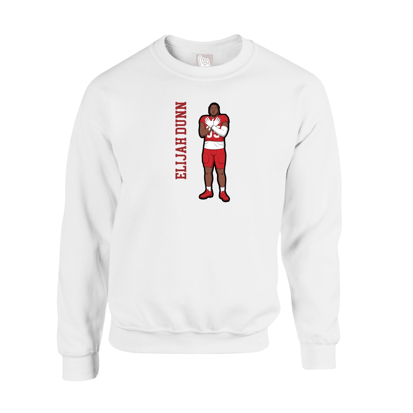 Fleece Crew — Name Vertical in White