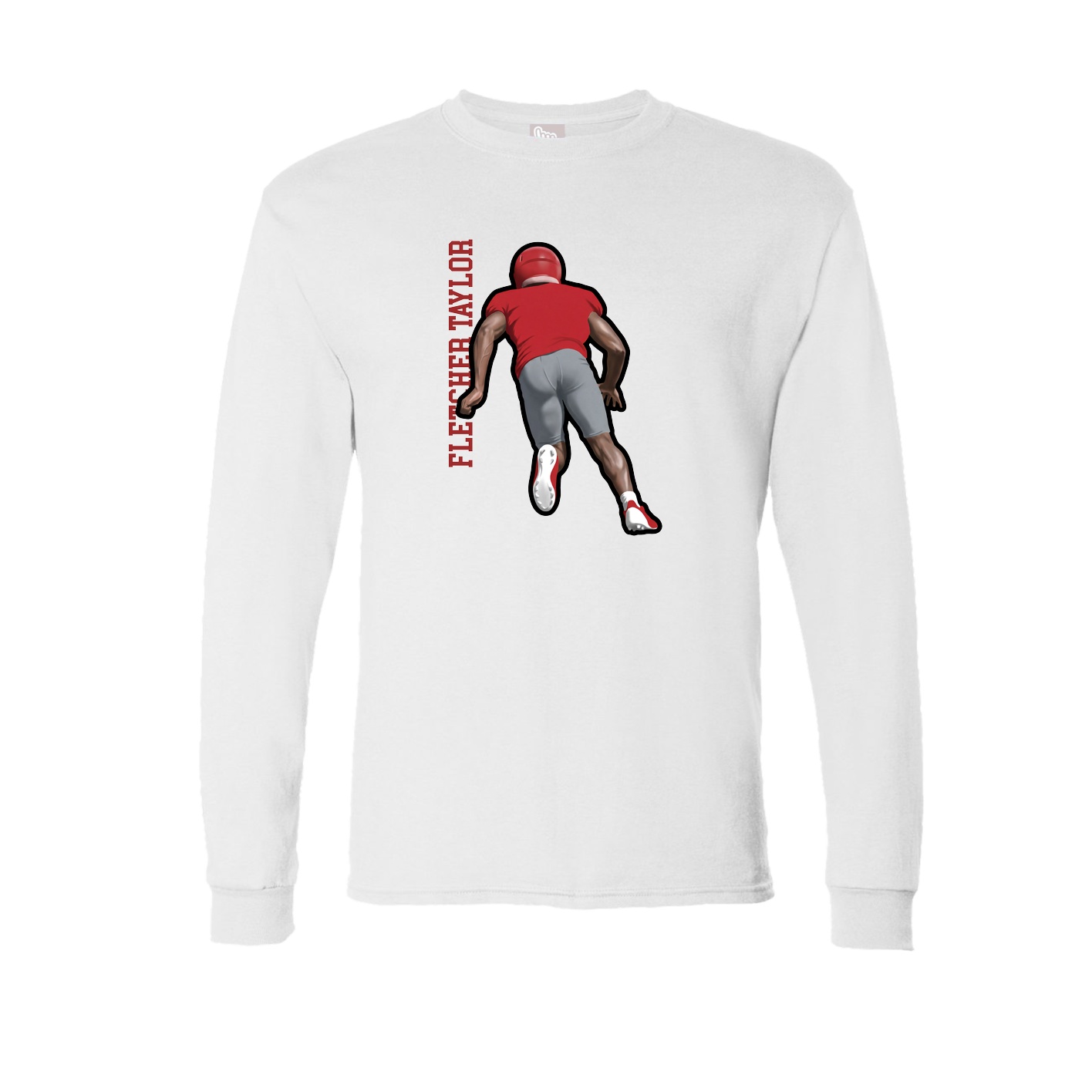 Long Sleeve Tee — Name Vertical in White