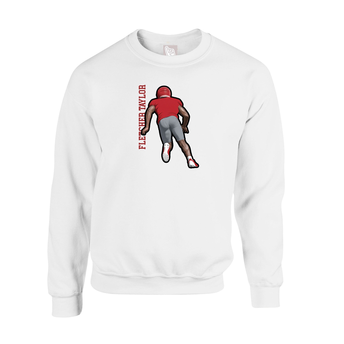 Fleece Crew — Name Vertical in White