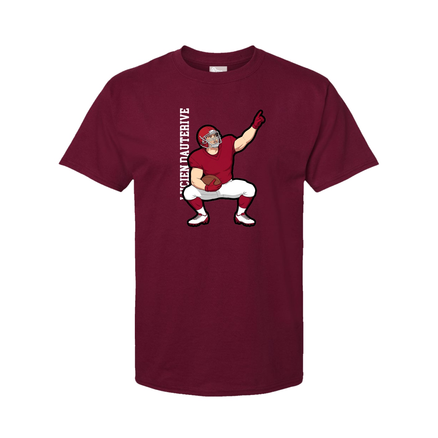 Youth Tee — Name Vertical in Cardinal