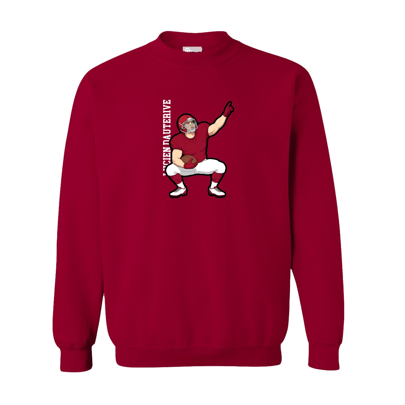 Fleece Crew — Name Vertical in Cardinal
