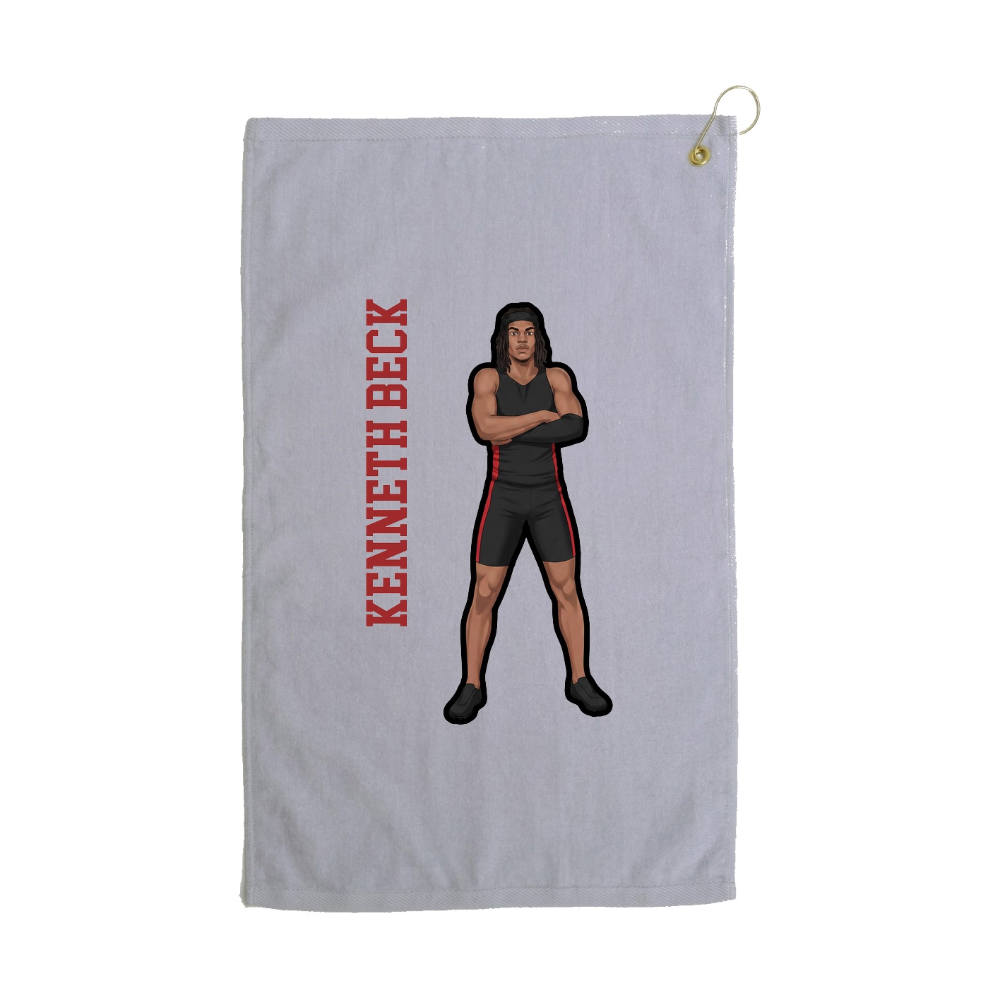 Golf Towel — Name Vertical in Grey