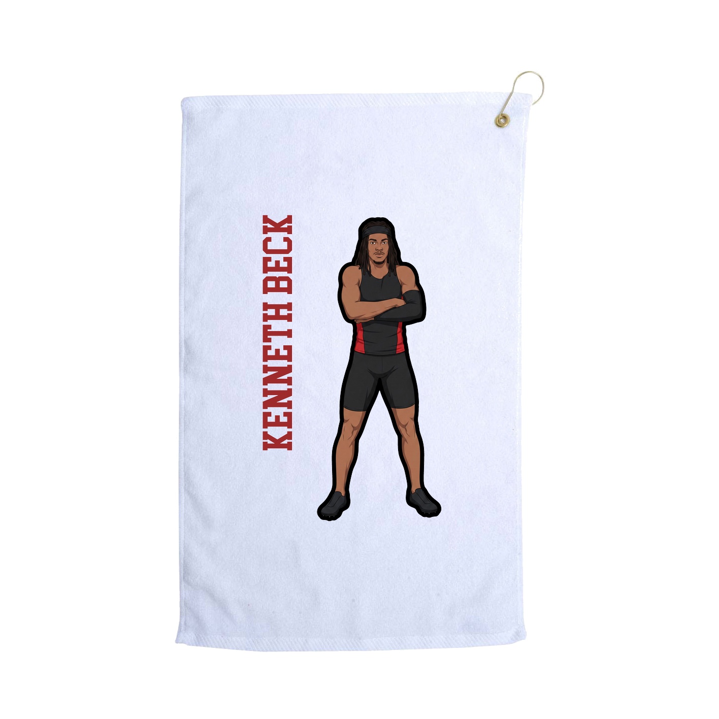 Golf Towel — Name Vertical in White