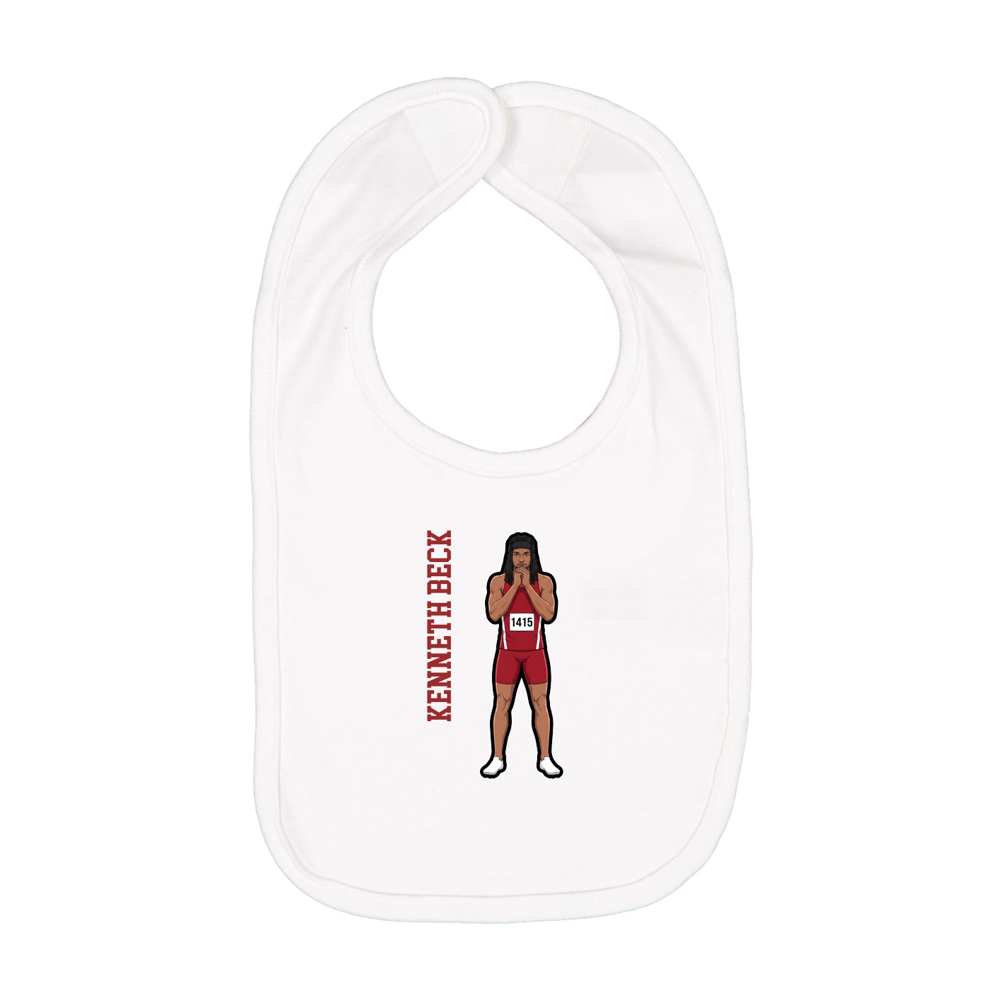 Infant Bib — Name Vertical in White