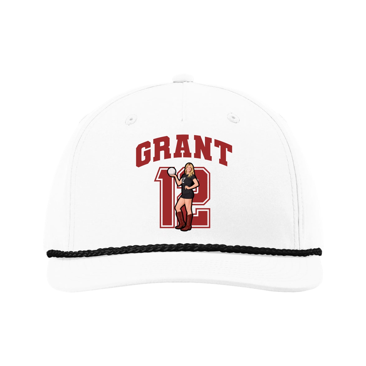 Five-Panel Classic Rope Cap — Number in White