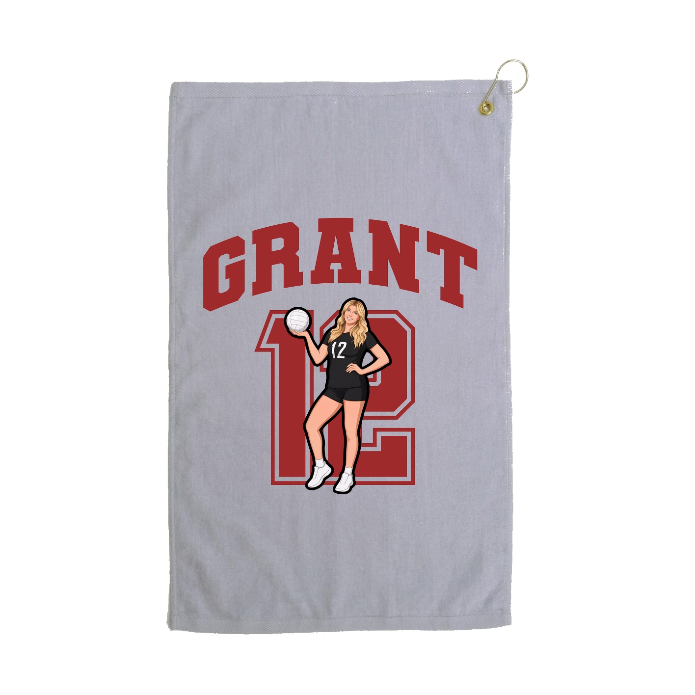 Golf Towel — Number in Grey