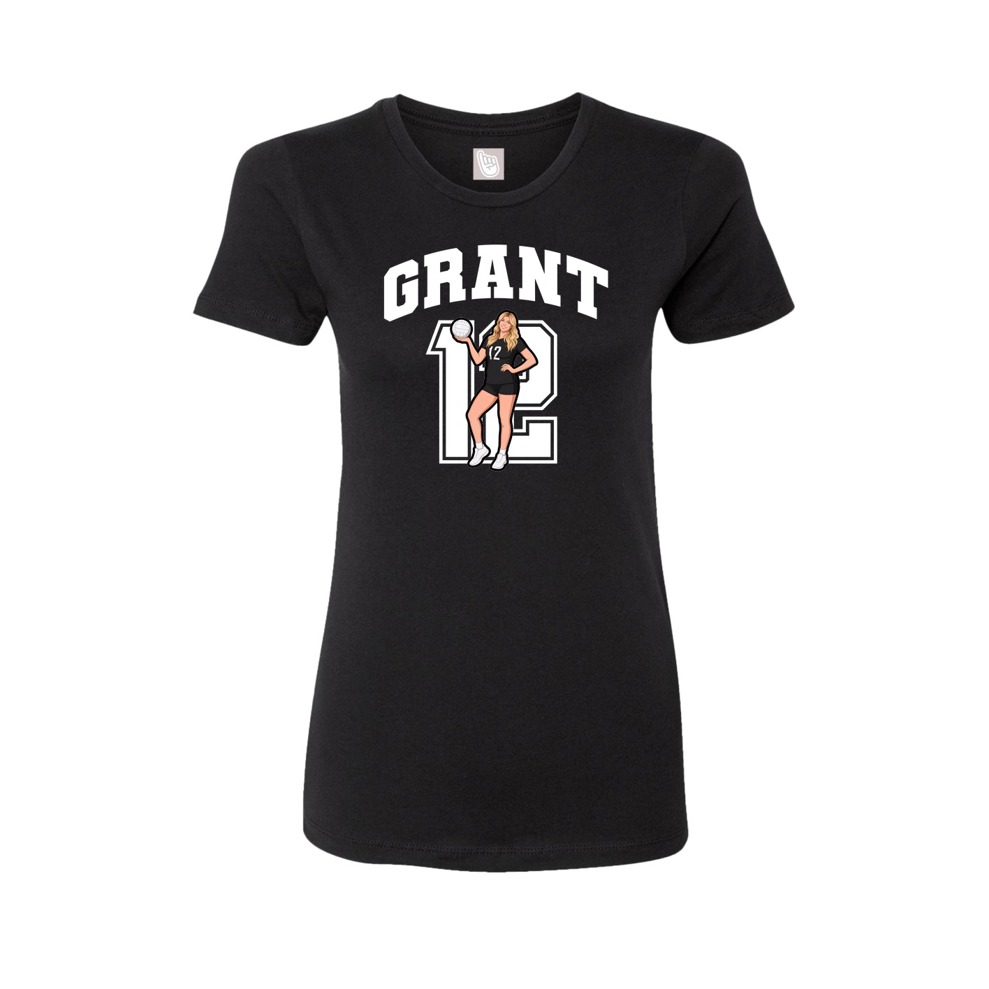 Fitted Women's Tee — Number in Black