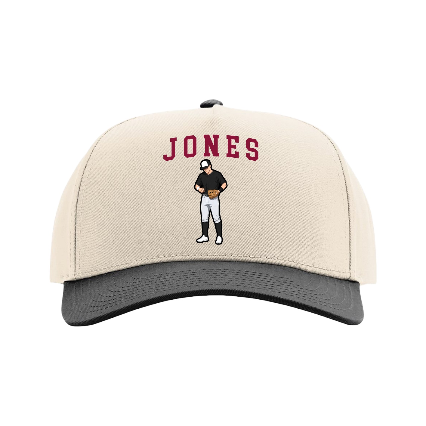Full Fabric Five-Panel Champ Cap — Shirsey in Cream/Black