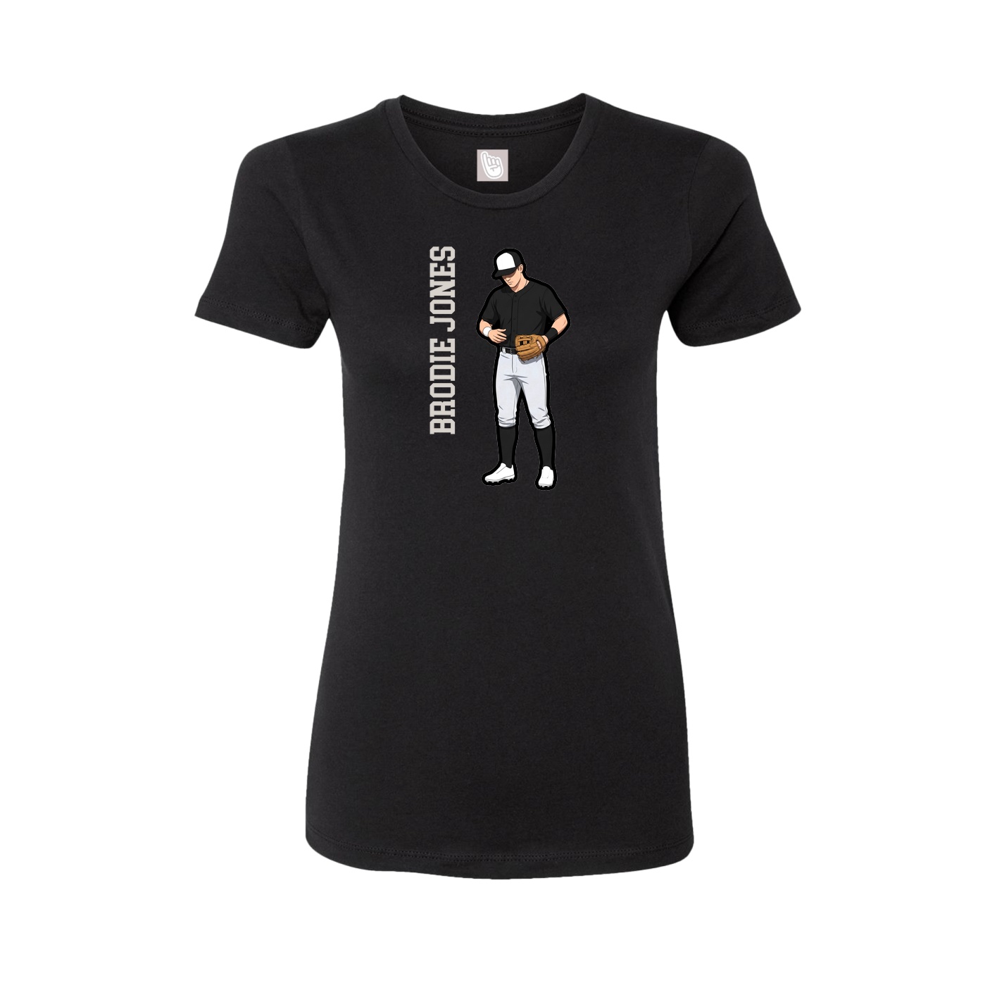Womens Tee — Name Vertical in Black