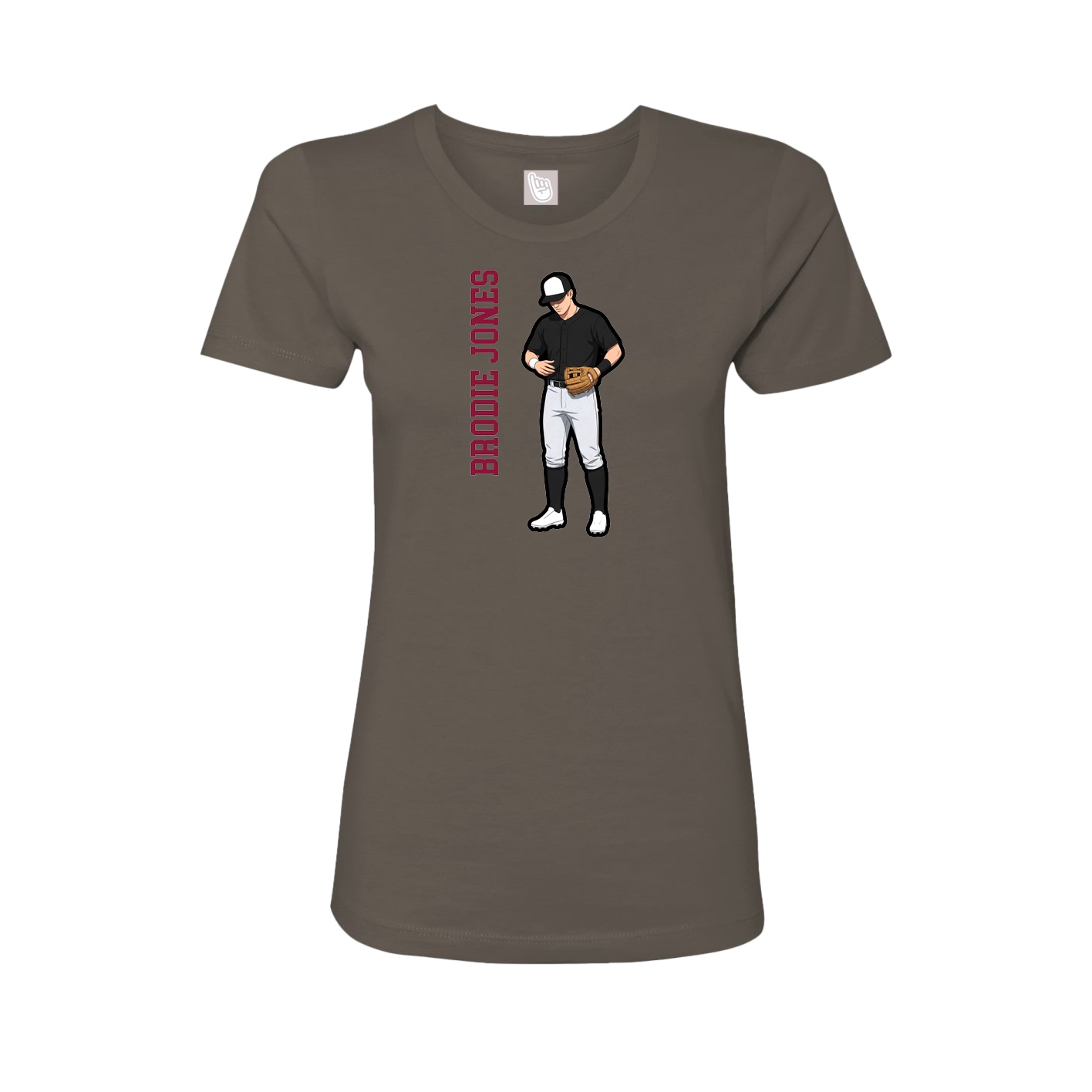 Fitted Women's Tee — Name Vertical in Grey