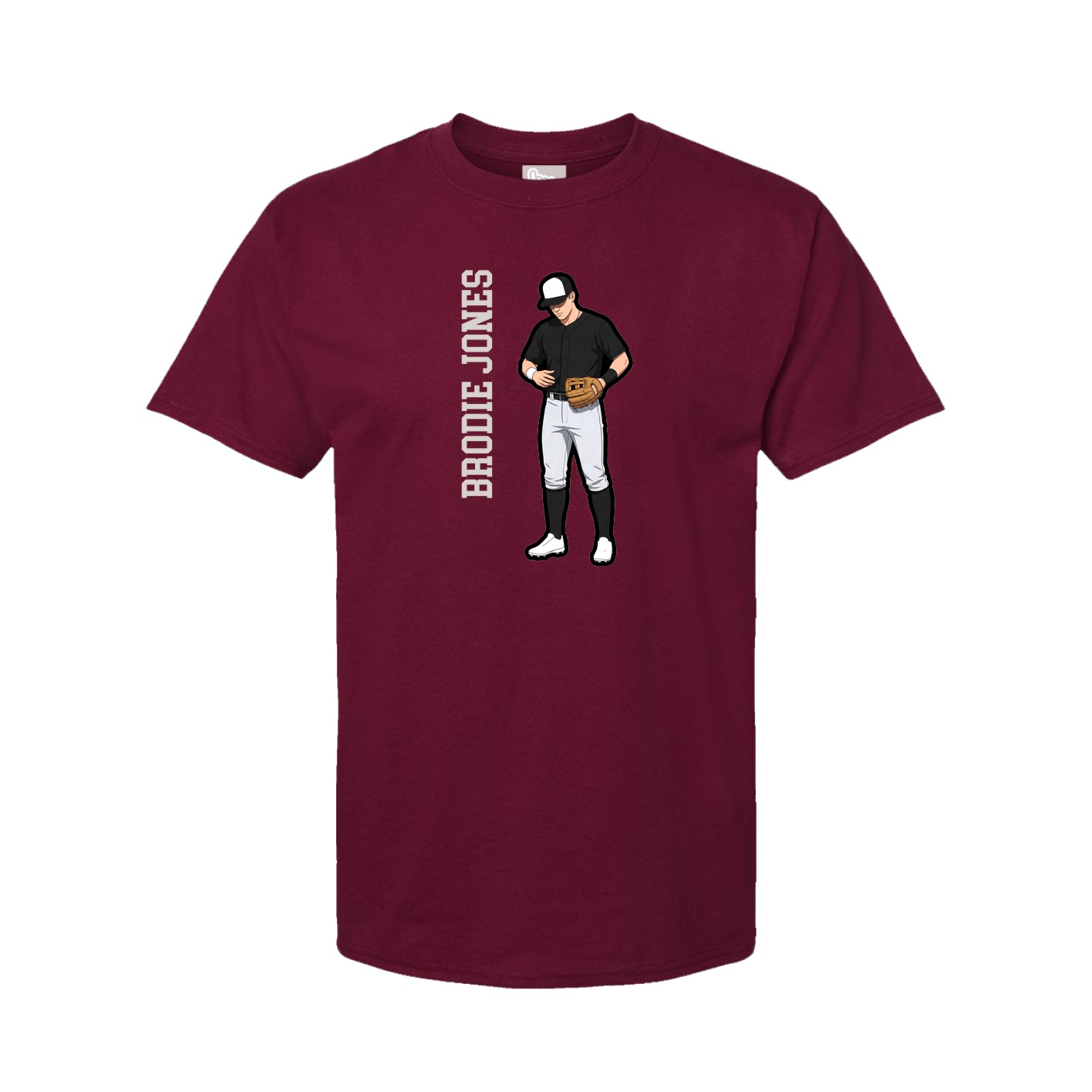 Youth Tee — Name Vertical in Cardinal