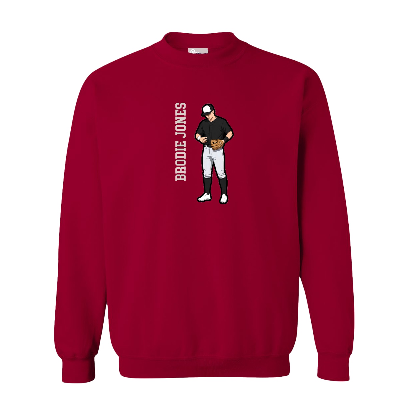 Fleece Crew — Name Vertical in Cardinal