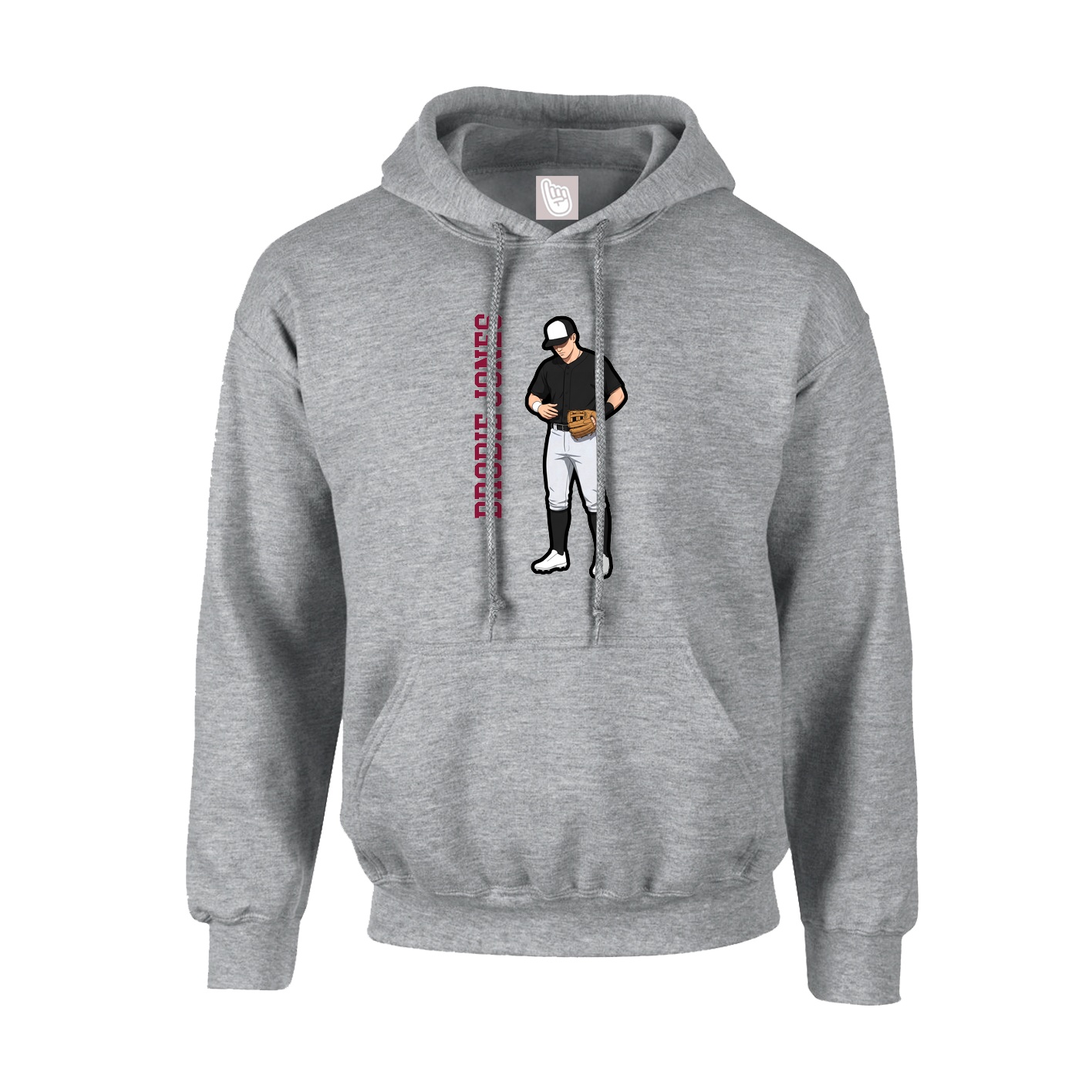 Youth Hoodie — Name Vertical in Grey