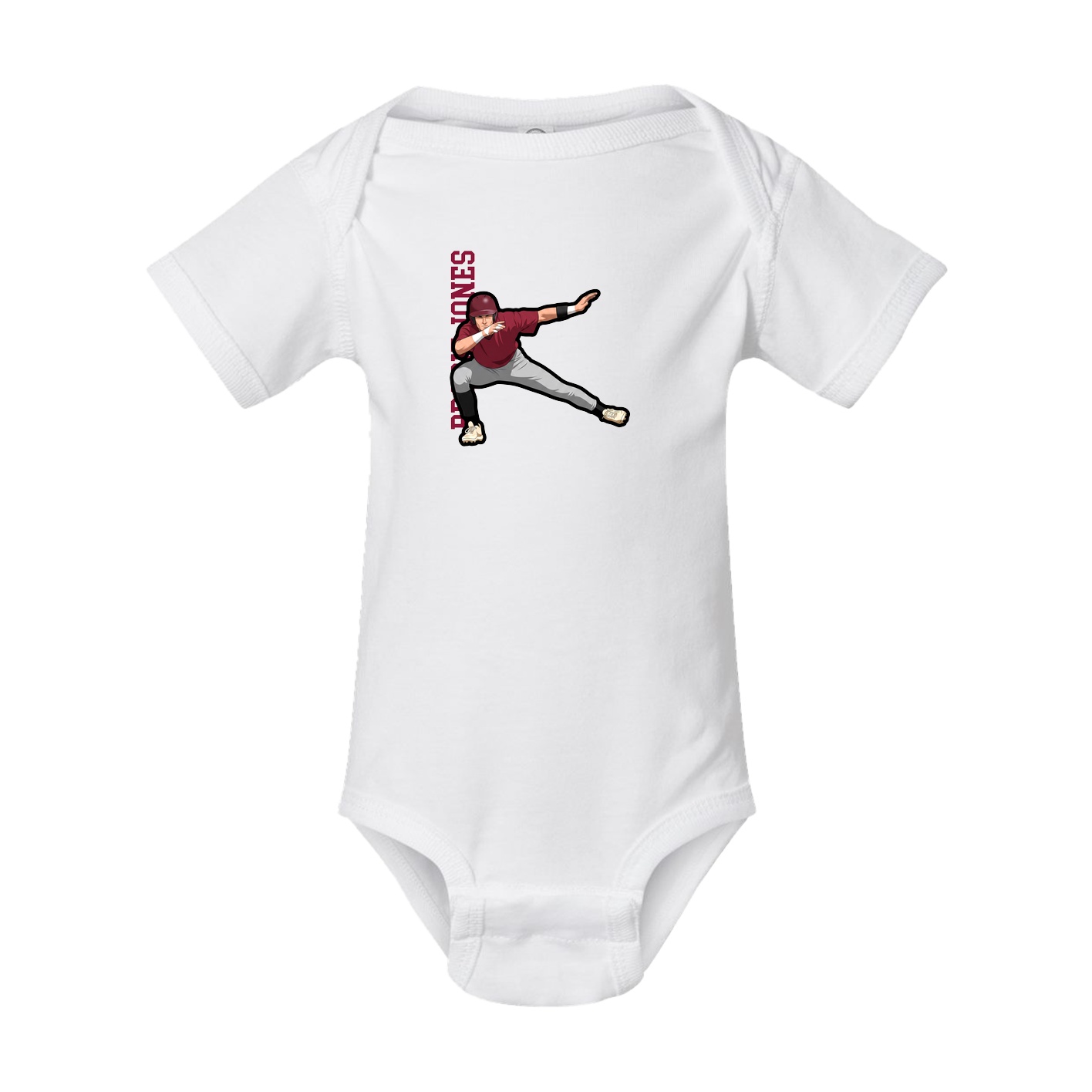 Baby Onesie — Name Vertical in White