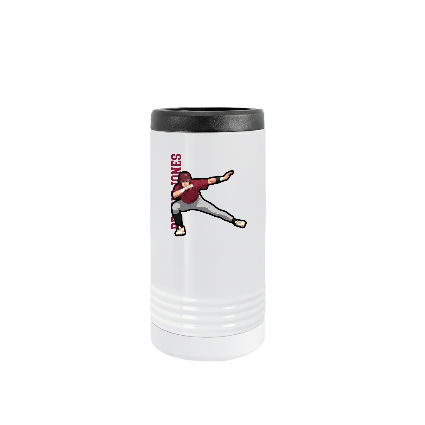 Slim Beverage Holder — Name Vertical in White